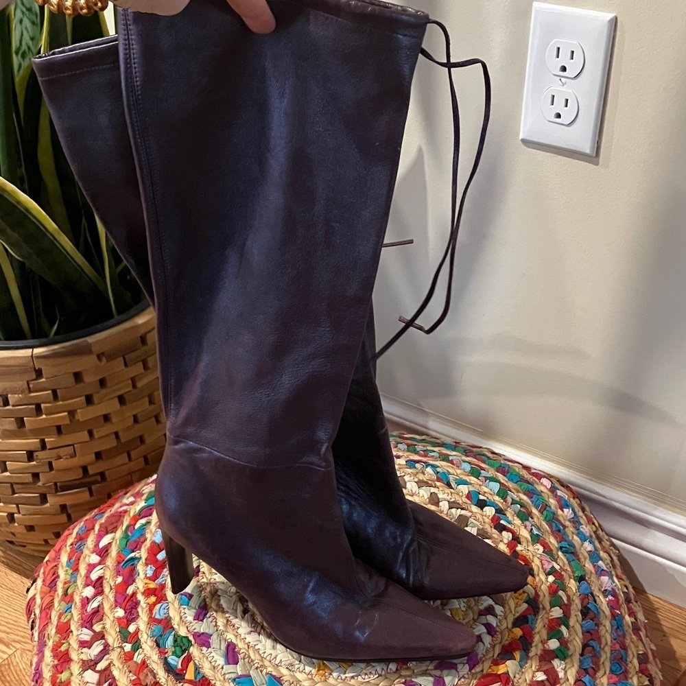 Patrick Cox Eggplant Purple Soft Leather Knee-High Boots